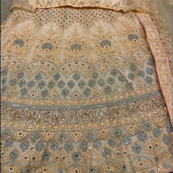 Designer New Peach Lehenga with sequins and mirror work - Picture 3 of 10